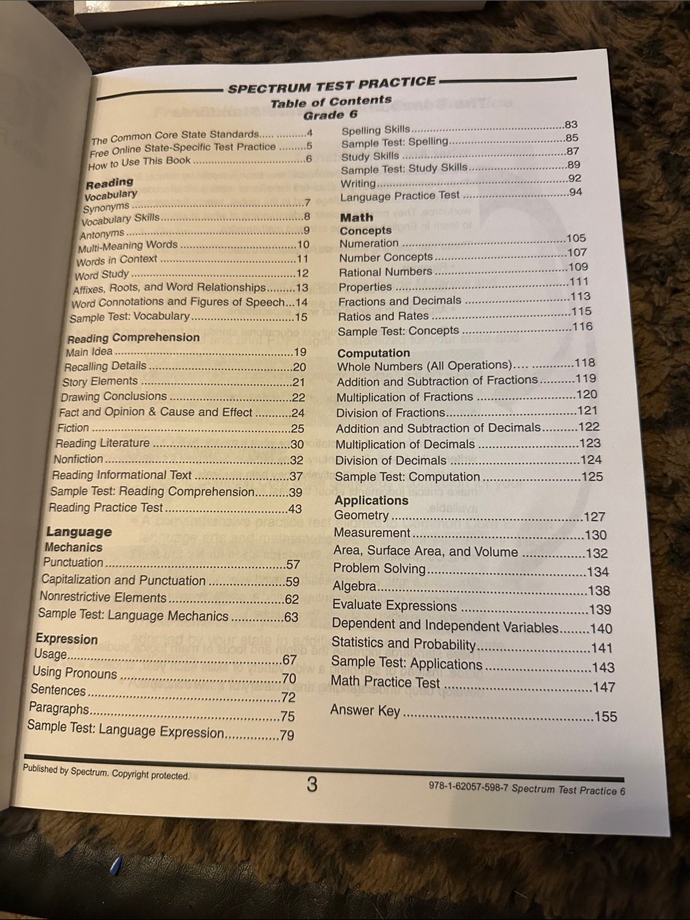 Spectrum Grade 6 Test Practice Workbook Age 10 - 11 Math, Language & Reading - Picture 3 of 4